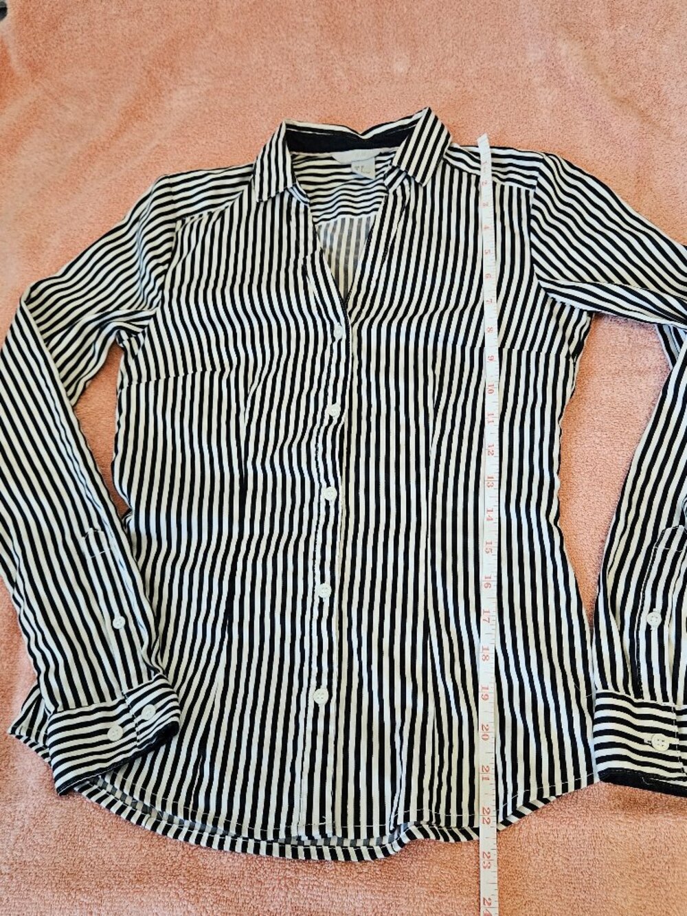 H&M Black White Striped Long Sleeve Button Up Shirt Size XS / 2
